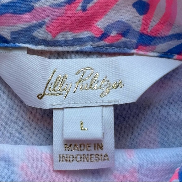 Lilly Pulitzer Corina cotton midi wrap skirt Multi Elephant Splash print L - Picture 4 of 6